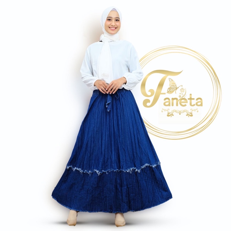 ROK PLISKET JEANS / UMBRELLA PLISKET SKIRT /ROK PLISKET JEANS RAWIS/ ROK PLISKET RAWIS
