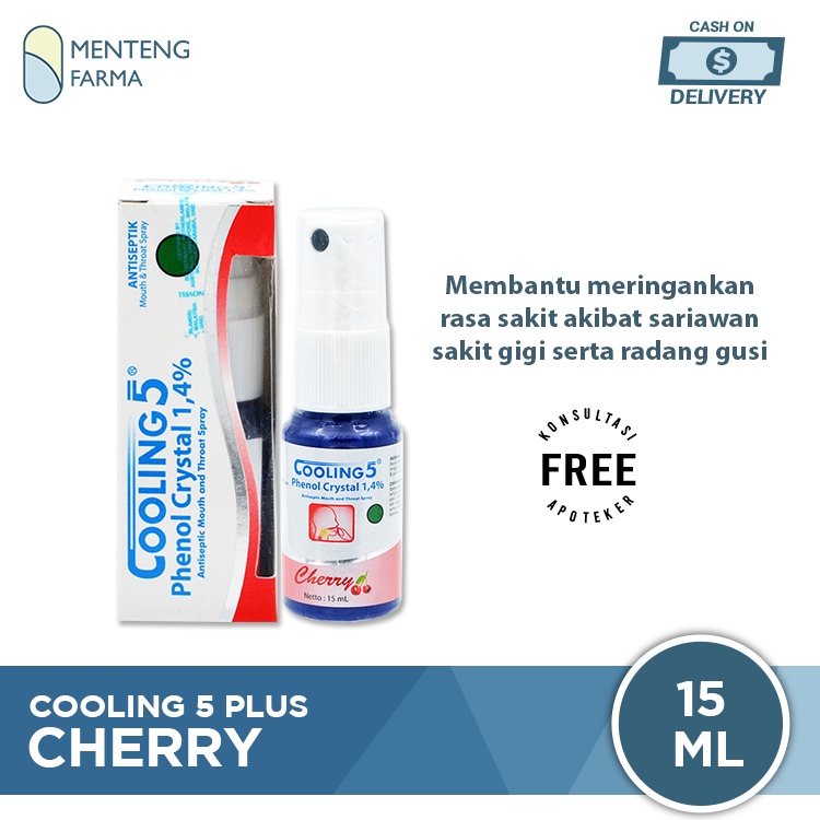 Cooling 5 Spray Cherry - Obat Sariawan Sakit Tenggorokan Radang Gusi