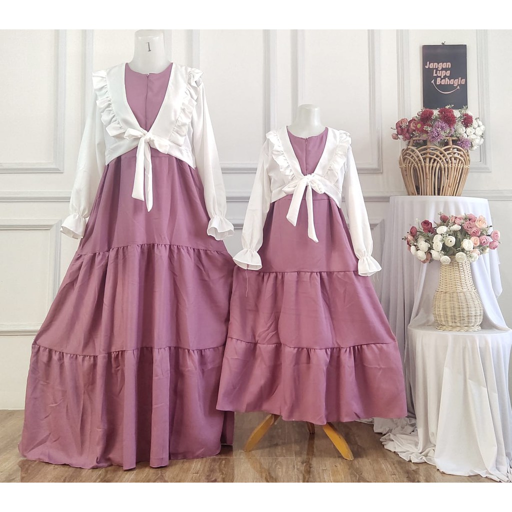 (BISA COD✔️) GAMIS IBU DAN ANAK BISA COUPLE/MODEL ROMPI POLOS/COUPLE IBU ADIK DAN KAKAK TERBARU-3