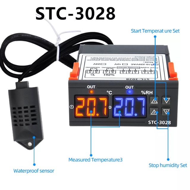 STC 3028 Termohygrostat 220 V Termostat Hygrostat Otomatis