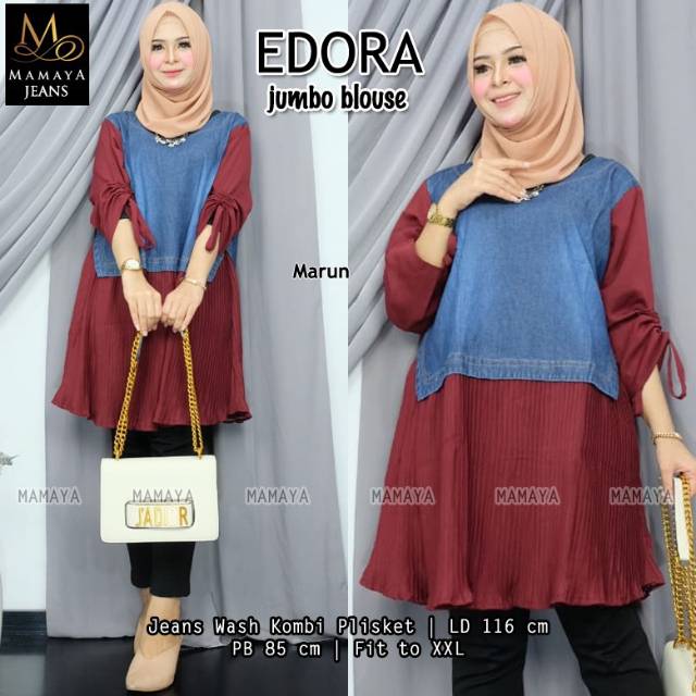 Edora jumbo blouse/jeans wash Kombi plisket/LD116 pj85/fit XXL