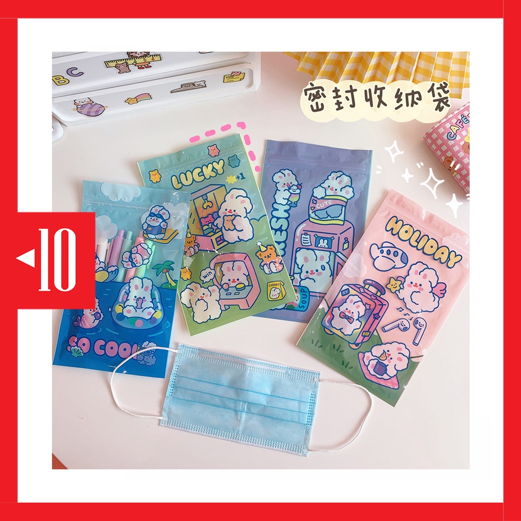 ZPBU bungkus plastik masker brush ziplock kelinci cute rabbit packaging kue biskuit snack