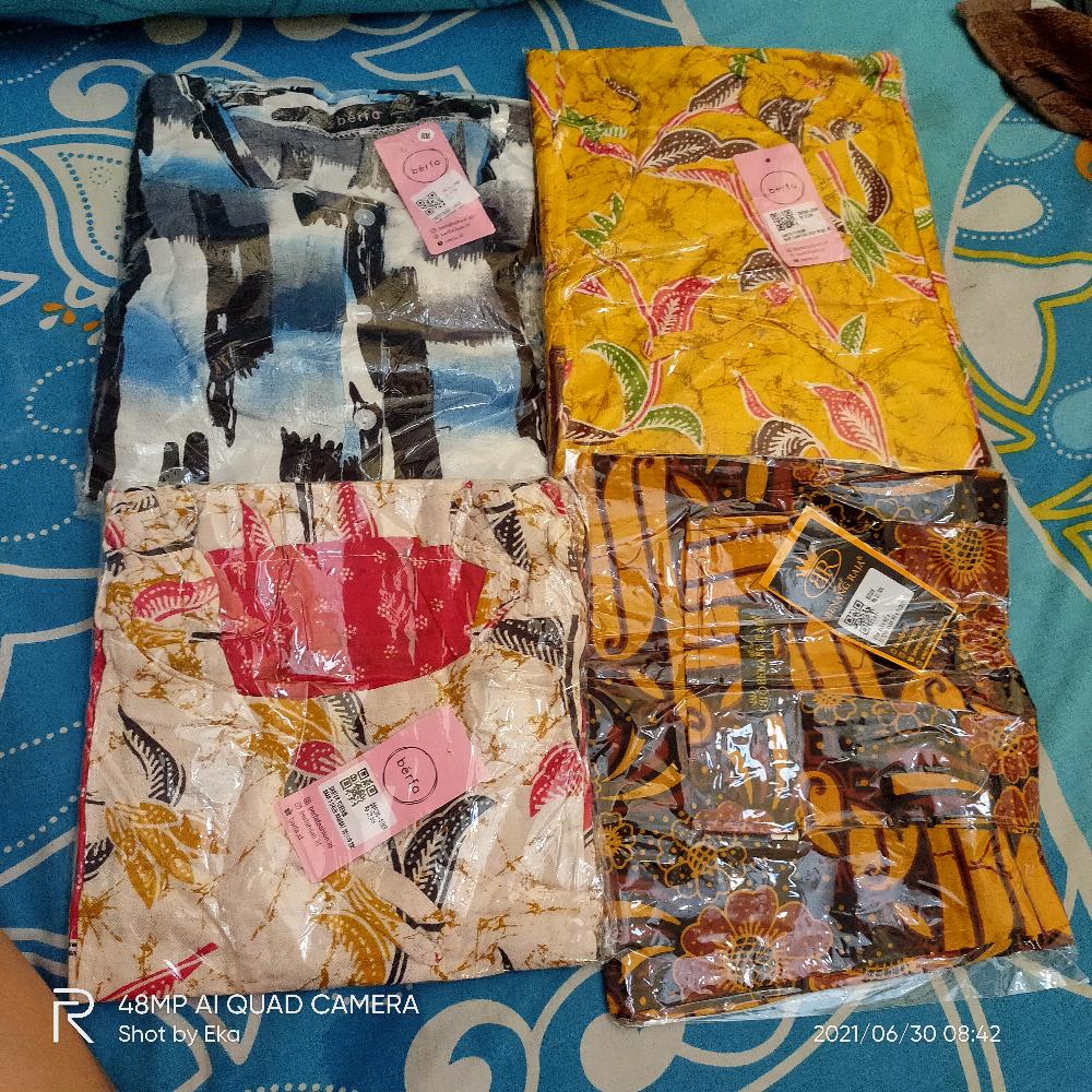 Benang Raja Tunik Batik Wanita Lengan Panjang Motif Daun Gugur