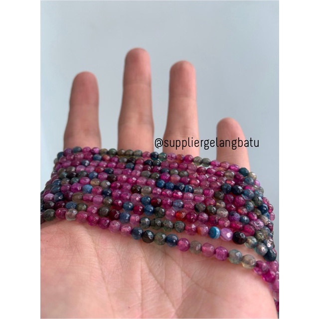 natural 4mm rainbow colour onyx cutting pancawarna kilap serat faceted