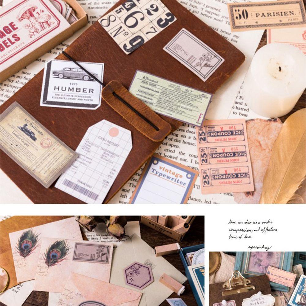 [Elegan] Matchbox Stiker Antik Bill Tickets Writable Sticky Notes Stationery Stiker Kantor Sekolah Scrapbooking Craft Pesan Notes Koleksi Jurnal Deco