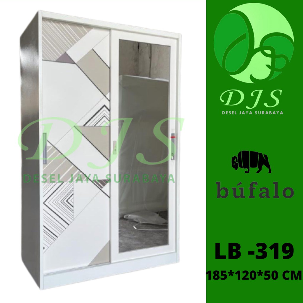 Lemari Baju Besi Sliding LB-319 - Lemari Baju Sliding - Lemari Baju Motif - Lebar 120 cm (Besar) - L