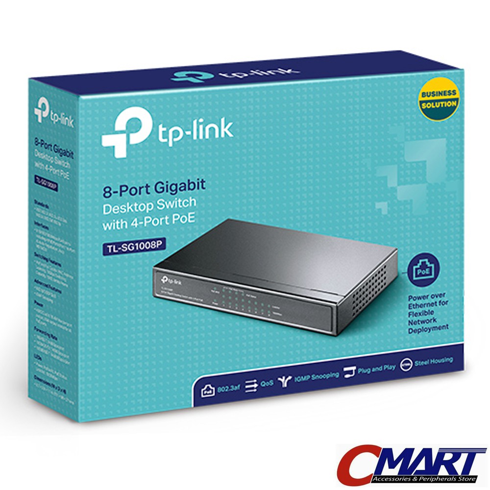 TP-LINK TL-SG1008P TPlink 8 Port Gigabit Desktop Switch Hub 4-Port PoE