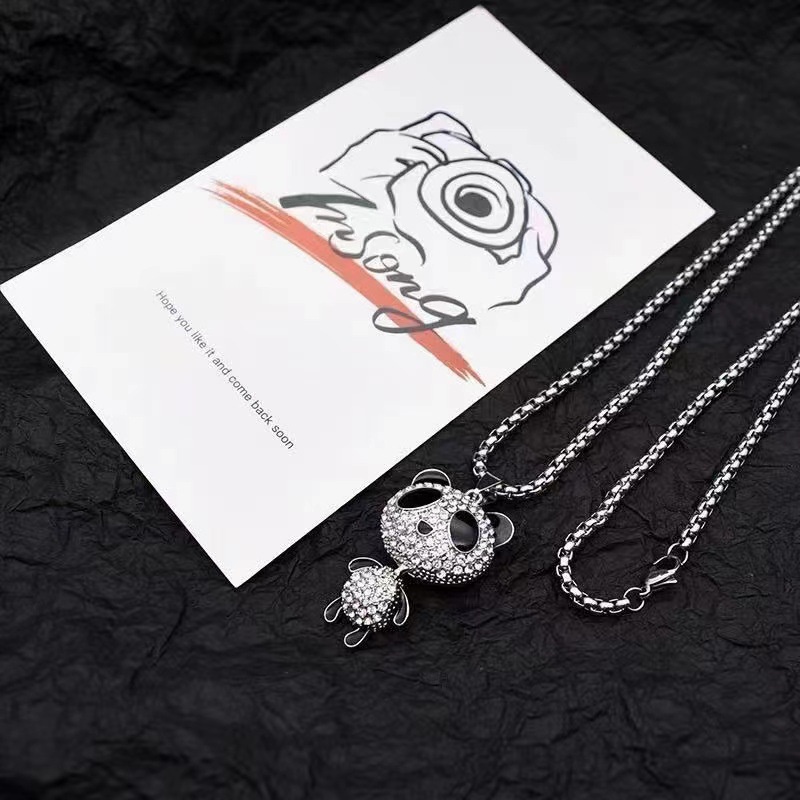 Kualitas Tinggi Stainless Steel Fashion Gaya Sederhana Kalung Wanita Baru Trendi Kecil Yang Lucu Panda Hip Hop Liontin N-22060