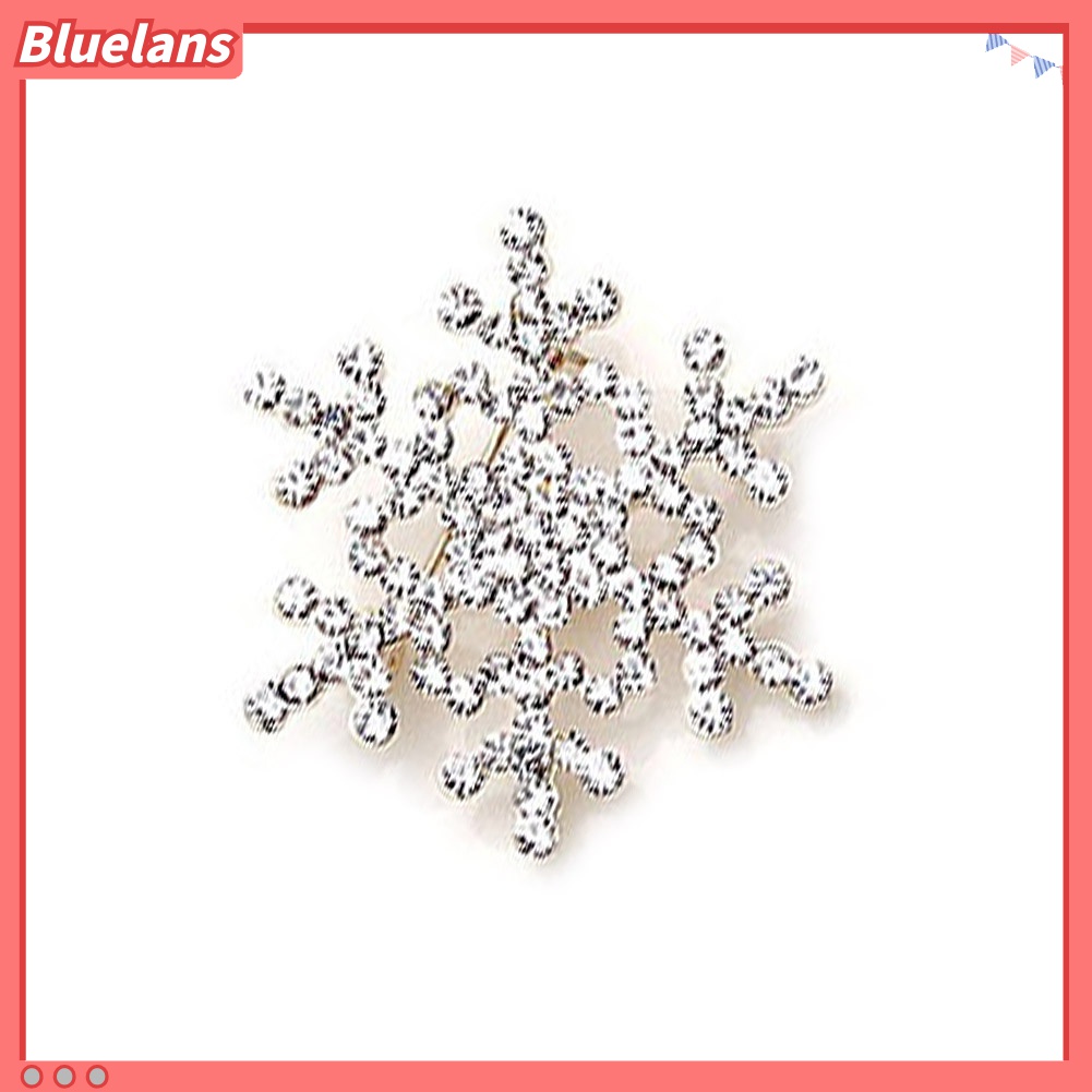 Pin Bros Bentuk Snowflake Aksen Berlian Imitasi Warna Silver Untuk Hadiah Natal