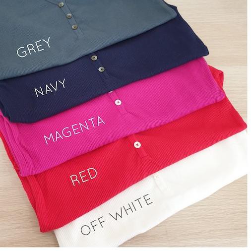 ♦ 2668 - GAP Waffle Knit Henley T-Shirt | Lengan Panjang Wanita ♝
