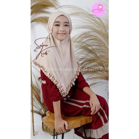 (COD) Selma "Kids", Bergo Plisket Anak Jilbab Tanggung Kerudung TK SD Hijab Tali Tanpa Ped Rempel