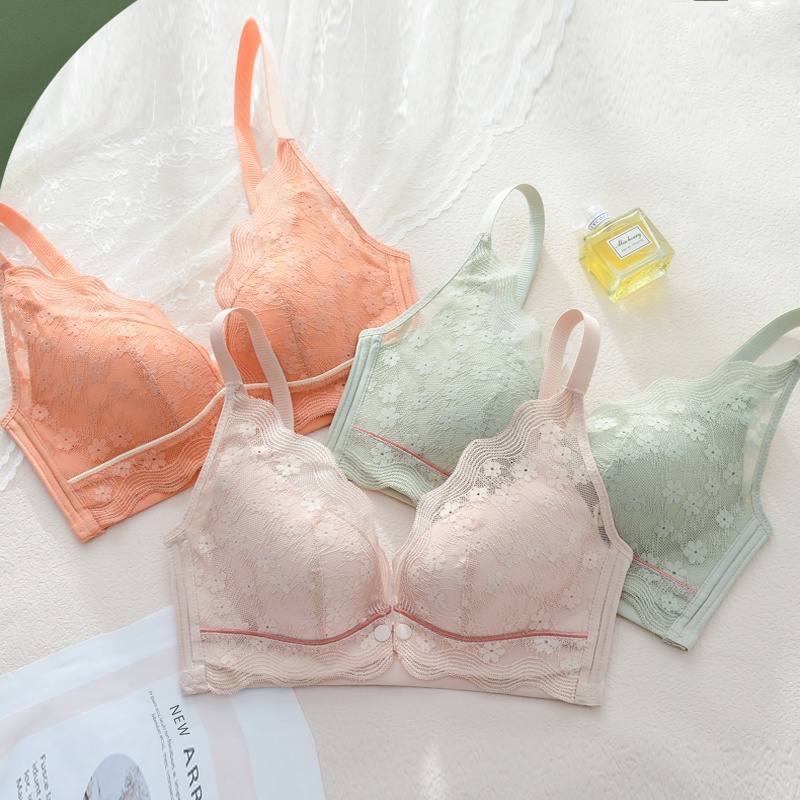Bra Menyusui Non-kawat Renda Seksi Pakaian Dalam Menyusui Bra yang Dapat Disesuaikan untuk Wanita Hamil