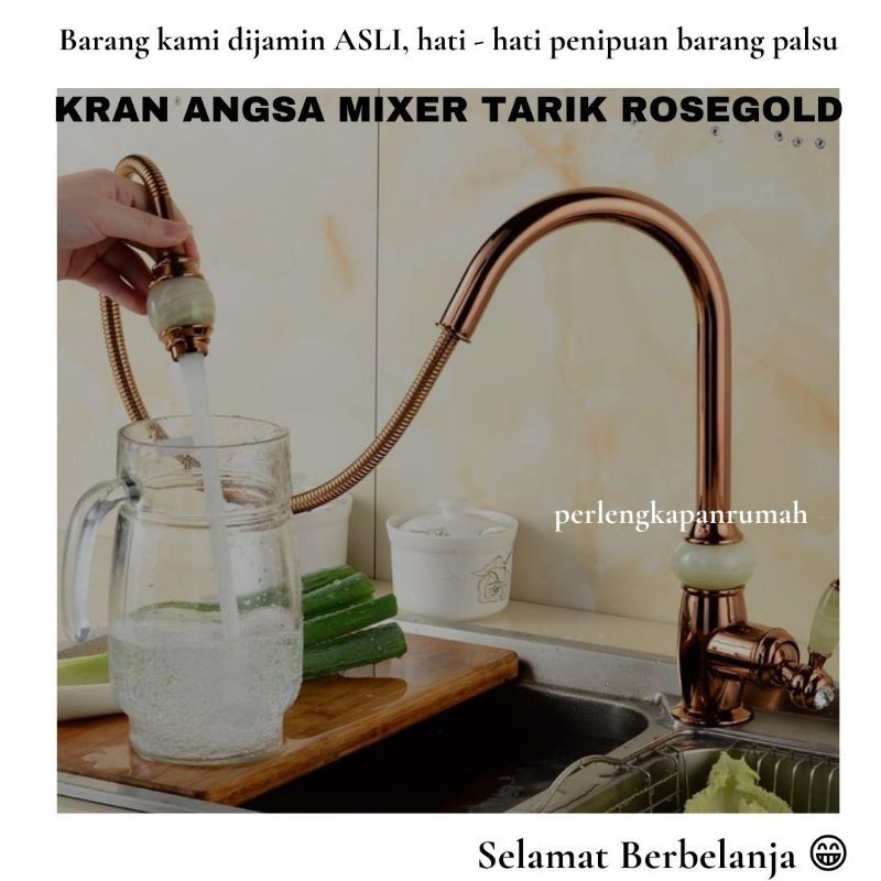 KRAN DAPUR CUCI PIRING KERAN MIXER SELANG TARIK MAROON ROSE GOLD