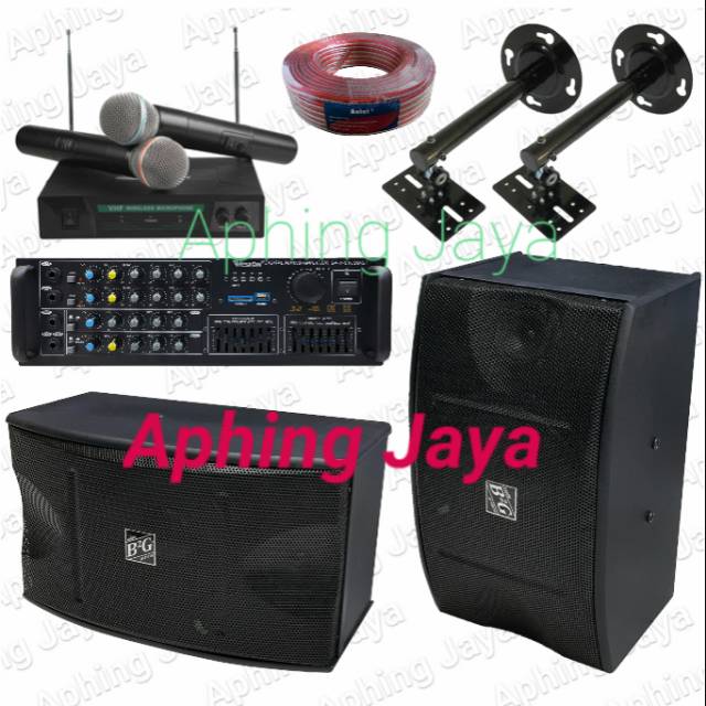 Paket Karaoke Sound System Speaker 10inch + Amplifier + Mic AIWA Wireless