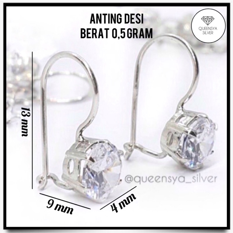 Anting Perak DESI Asli Silver 925 Anak Dewasa || Size Mata 4/6/7mm || Lapis Emas Kuning Putih 18K