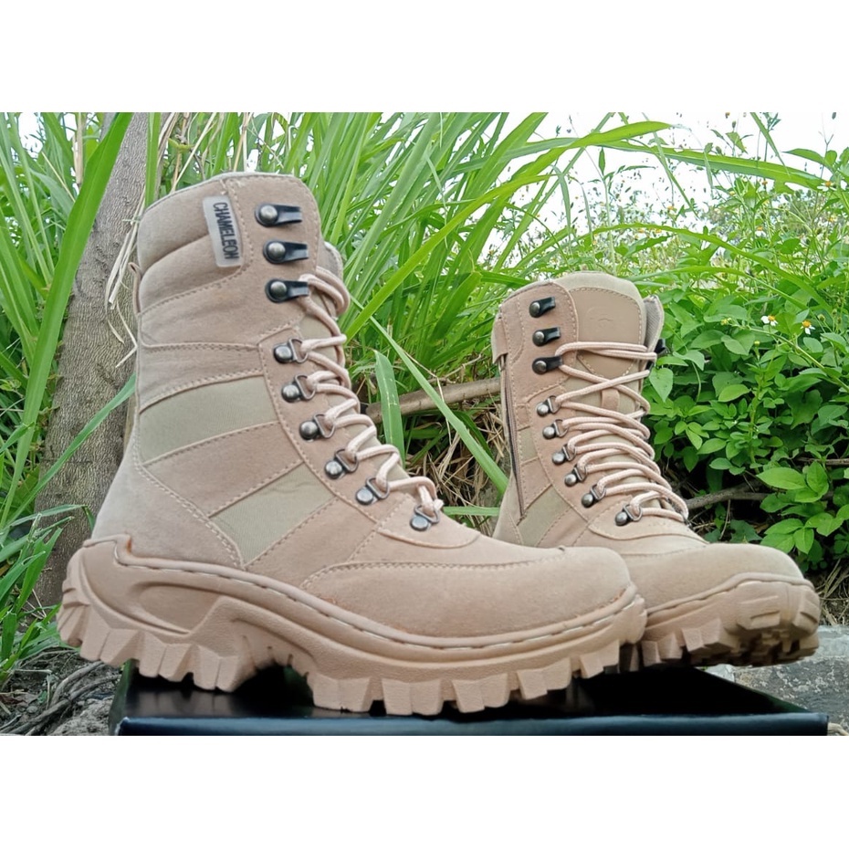 sepatu  pdl chameleon 511 cream gurun pol,pp taktikal kerjalapangan 8inci anti selip