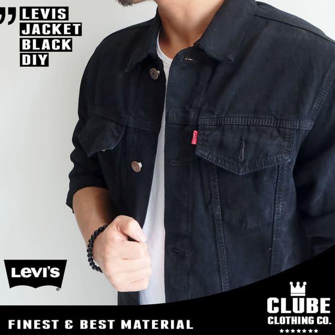 Jvei Jaket Pria / Jaket Jeans / Jaket Levis / Jaket Denim - Hitam, M Aato