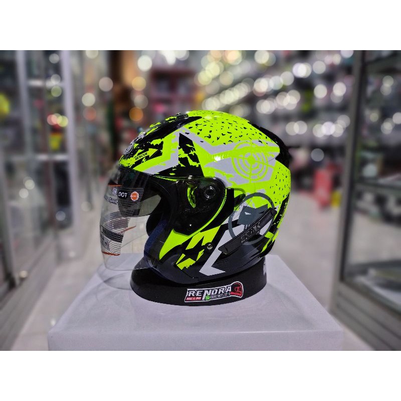 Helm INK METRO Motif Terbaru Black Yelo Glosi. 100% Original. Ogkir Termurah 2Kg