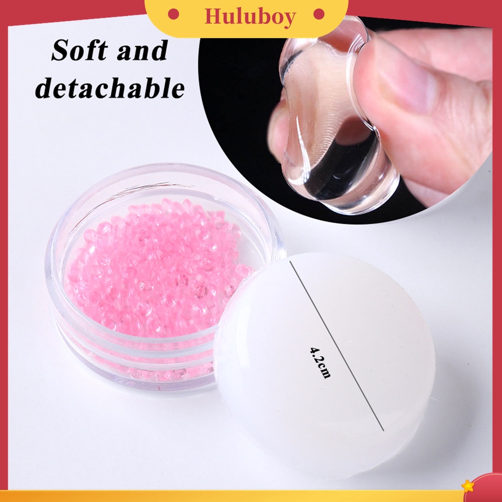 Huluboy Huluboy♡ Stempel Kuku Bentuk Bulat Bahan Silikon Transparan Untuk Manicure