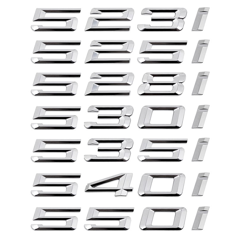 Stiker Emblem Huruf Angka Metal Hitam Silver 523i 525i 528i 530i 535i 540i 550i Untuk Bagasi Belakang Mobil B