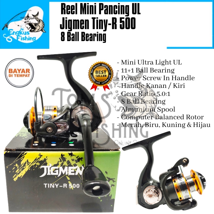 Reel Pancing UL Jigmen Tiny R-500 Mini (8 Bearing) Spool Alumunium Ultra Light Murah - Engkus Fishing