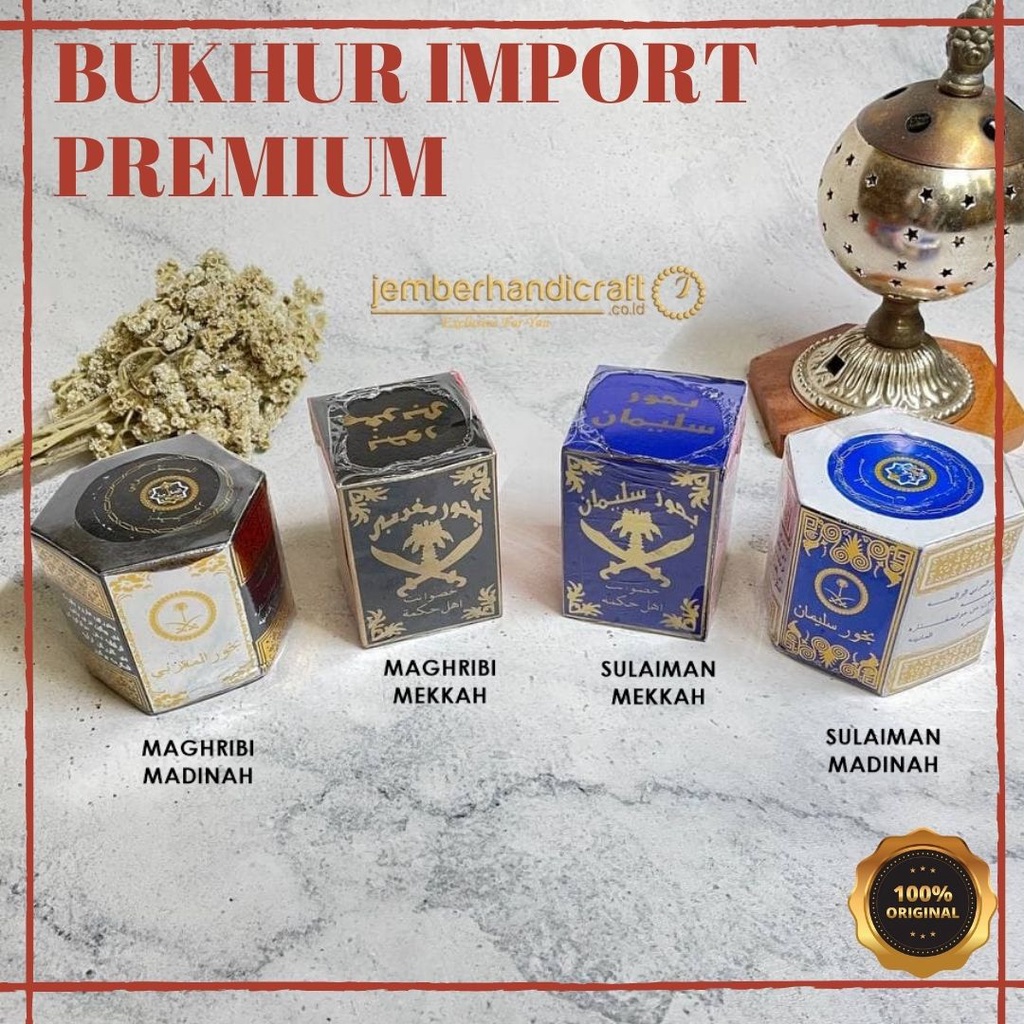 BUKHUR IMPORT PREMIUM AROMA MAGRIBI DAN SULAIMAN/ BUKHUR OUD IMPORT PREMIUM DENGAN TEMPAT BAKAR BUKHUR