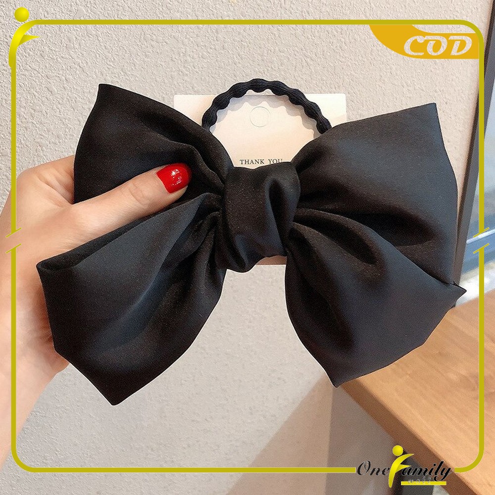 ONE-C160 Ikat Rambut Pita Besar Kuncir Rambut Hairband Aksesoris Wanita Kunciran Rambut Korea Style-PITA HITAM