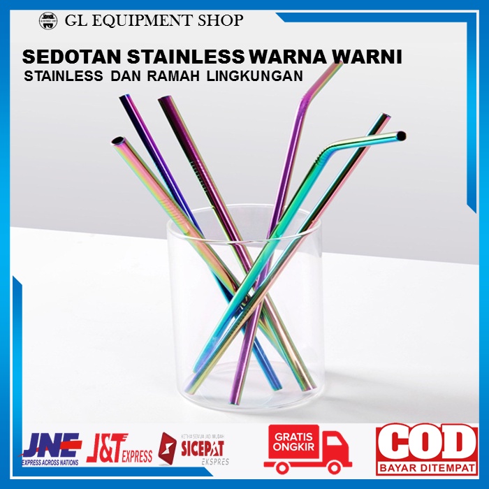 Jual Sedotan Minuman Lurus Melengkung Metal Besi Stainless Steel Straw