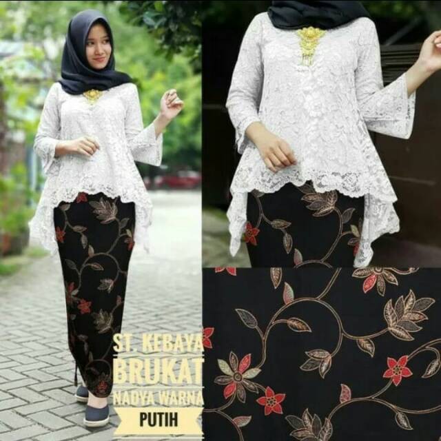 SET KEBAYA BIANCA PUTIH BROKAT/KEBAYA MURAH