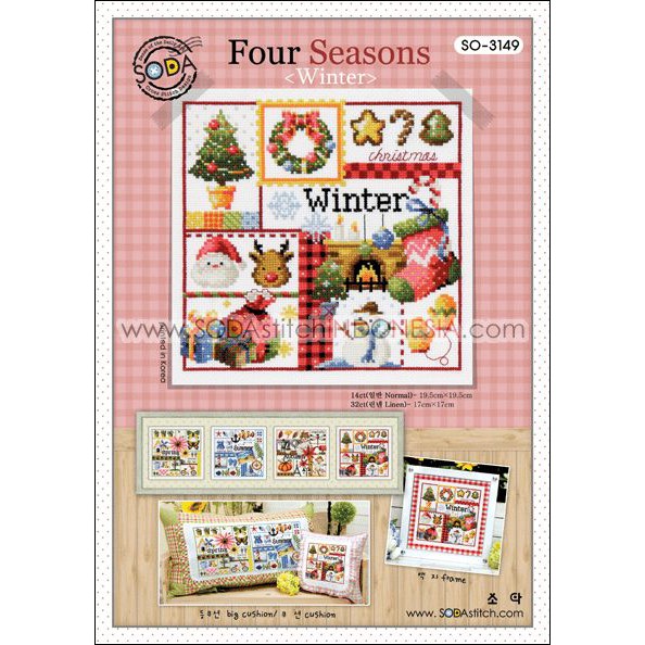 Paket DIY Craft Sulam Kristik / Cross Stitch Sodastitch SO-3149 Four Seasons Winter Christmas Natal