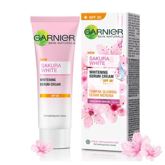 (Dapat 2 Pcs) Garnier Sakura GLOW White HYALURON Day + Night Cream - Krim Pagi/Siang Malam Skincare Wajah Glowing