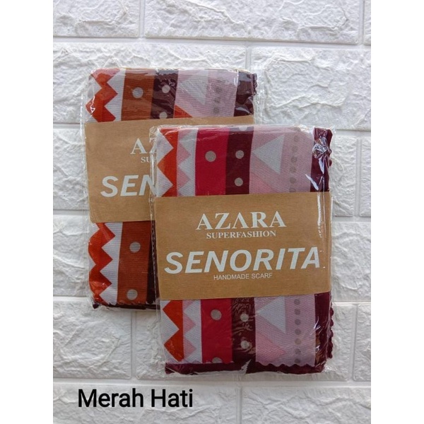 (original Azara) segi empat SENORITA MOTIF LC •• hijab segi empat Motif-Merah hati