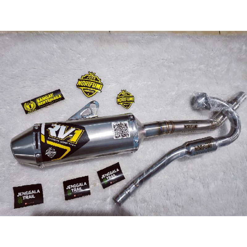 Knalpot Kenalpot NORIFUMI RV1 N4 CRF KLX DTRACKER WR155-Kuning NEW