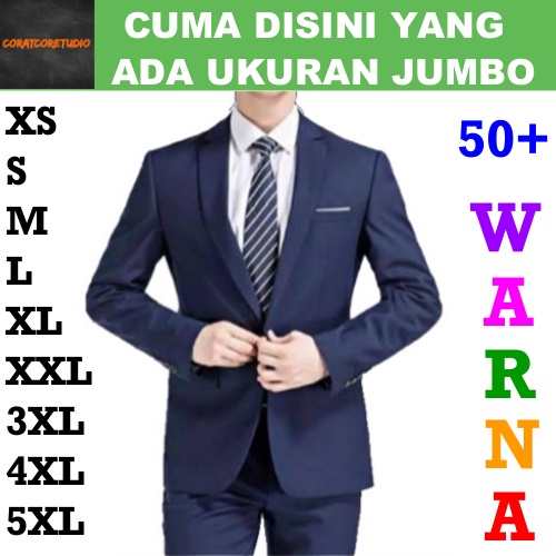 JAS BLAZER TEBAL Pria Cowok Laki Polos Kantor Resepsi Pernikahan Pengantin Nikah BIRU NAVY LIS