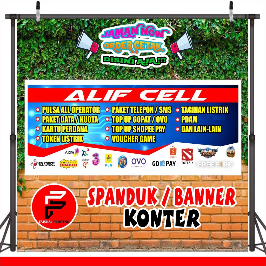 Spanduk Konter / banner jual pulsa / Spanduk Konter Jual Pulsa / Spanduk Ukuranukuran 3 x 1 m