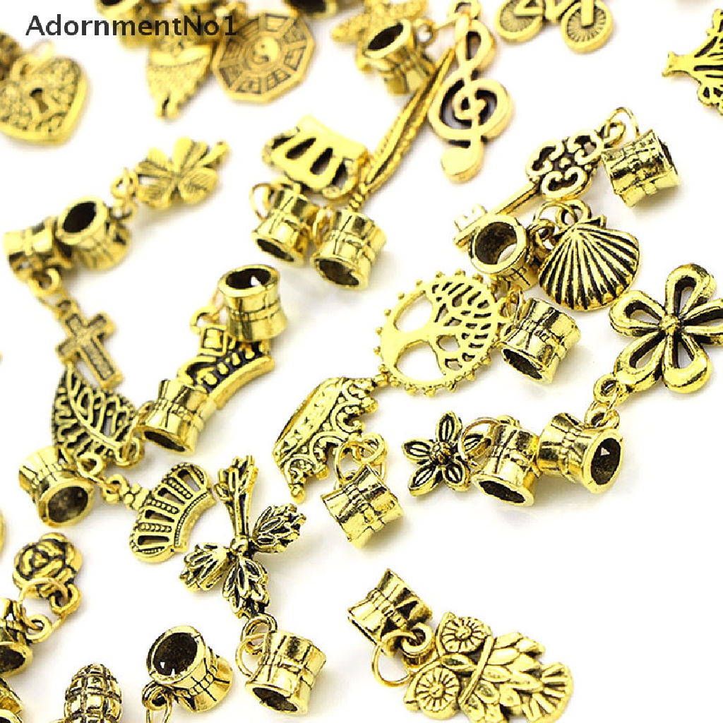 (AdornmentNo1) 40pcs / Lot Liontin Gaya Vintage Bentuk Campur Warna Gold Untuk DIY Perhiasan