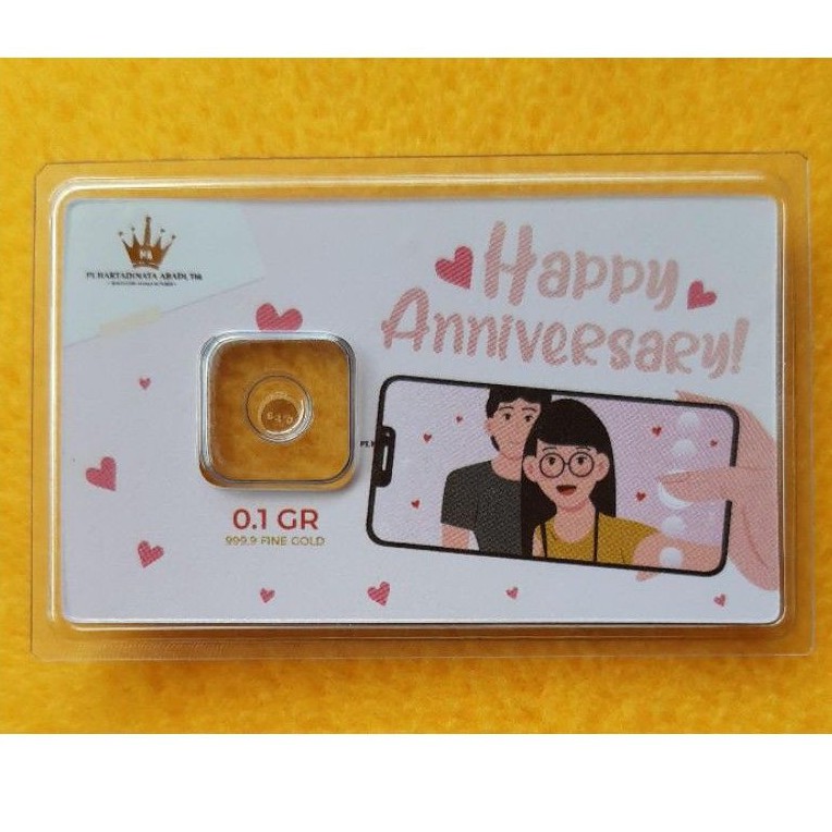 EMAS MINI LOGAM MULIA 0,1gr /LM GIFT SERIES happy anniversary 0.1 gr