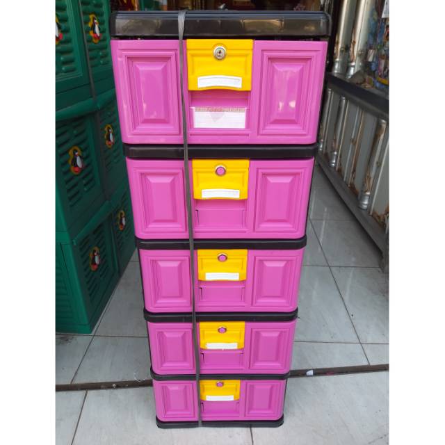 LEMARI PLASTIK LACI NAPOLY PAKAI KONCI SUSUN 5