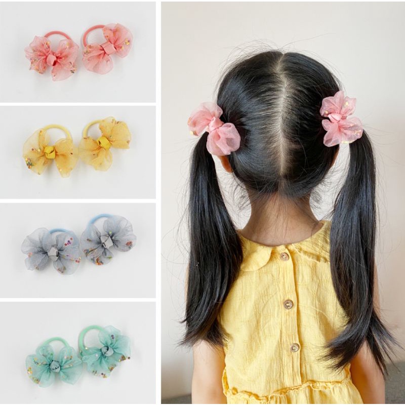 Ikat Rambut Donat Bunga Lilly warna warni // Kuncir Rambut// gelang rambut Korea Style Paket Isi 3 Pcs