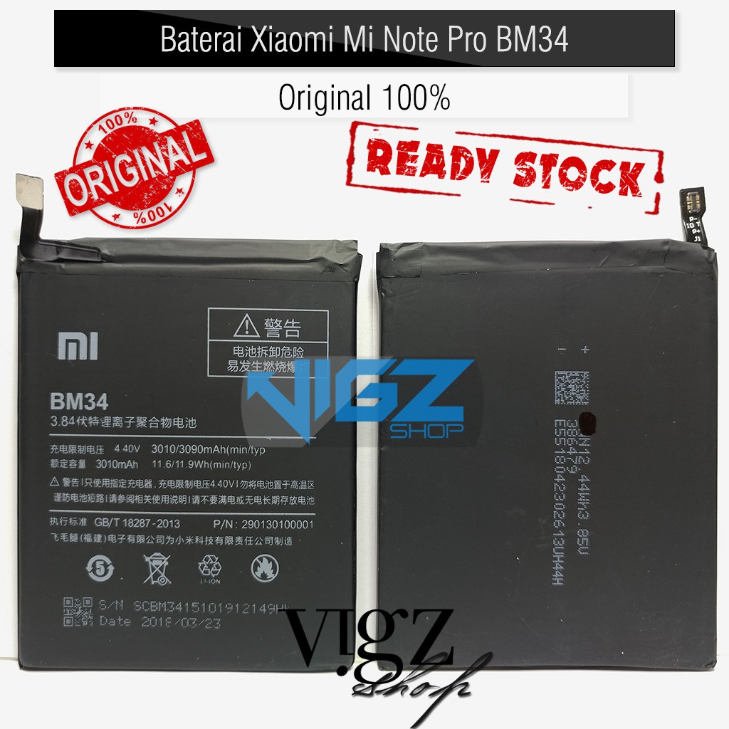 Baterai Xiaomi Mi Note Pro BM34 Original 100%