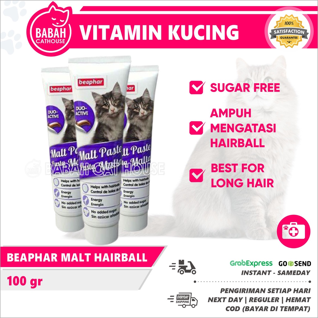 Beaphar MALT Hairball Nutri Vitamin Kucing Bulu Rontok Pasta Vita Gel Hair Ball Plus Bulu Panjang