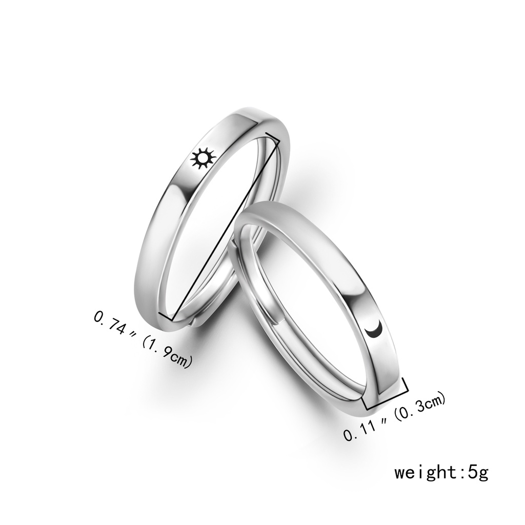2pcs / set Cincin Jari Model Terbuka Dapat Disesuaikan Untuk Pria Dan Wanita
