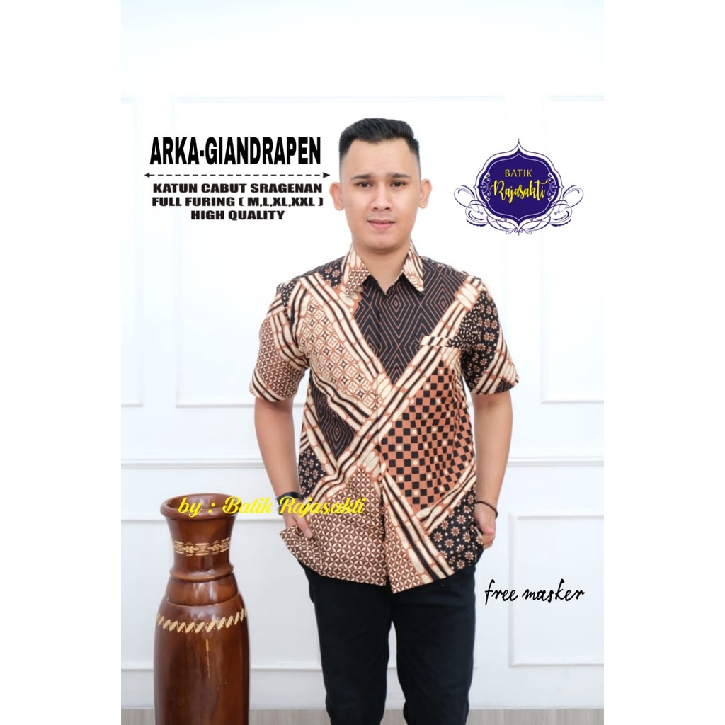 ARKA GIANDRA Kemeja Batik Solo Pria Lapis Furing PREMIUM Katun halus asli solo Rajasakti