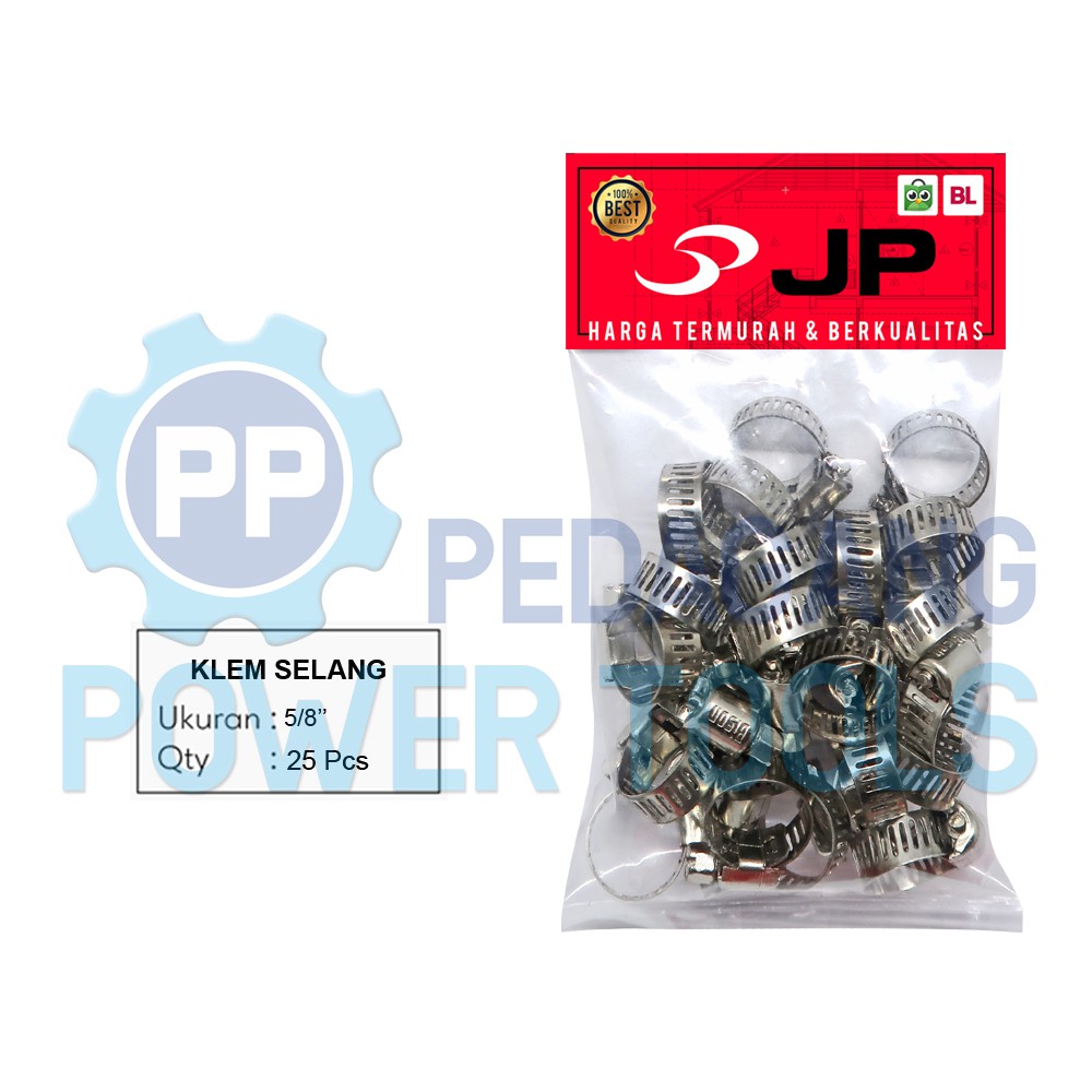 JP 25 PCS KLEM SELANG 5/8&quot; INCH STAINLESS STEEL HOSE CLIPS CLAMP JEPIT