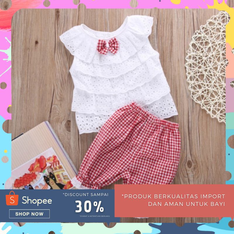 Setelan baju bayi/ baju anak import terusan anak motif brokat