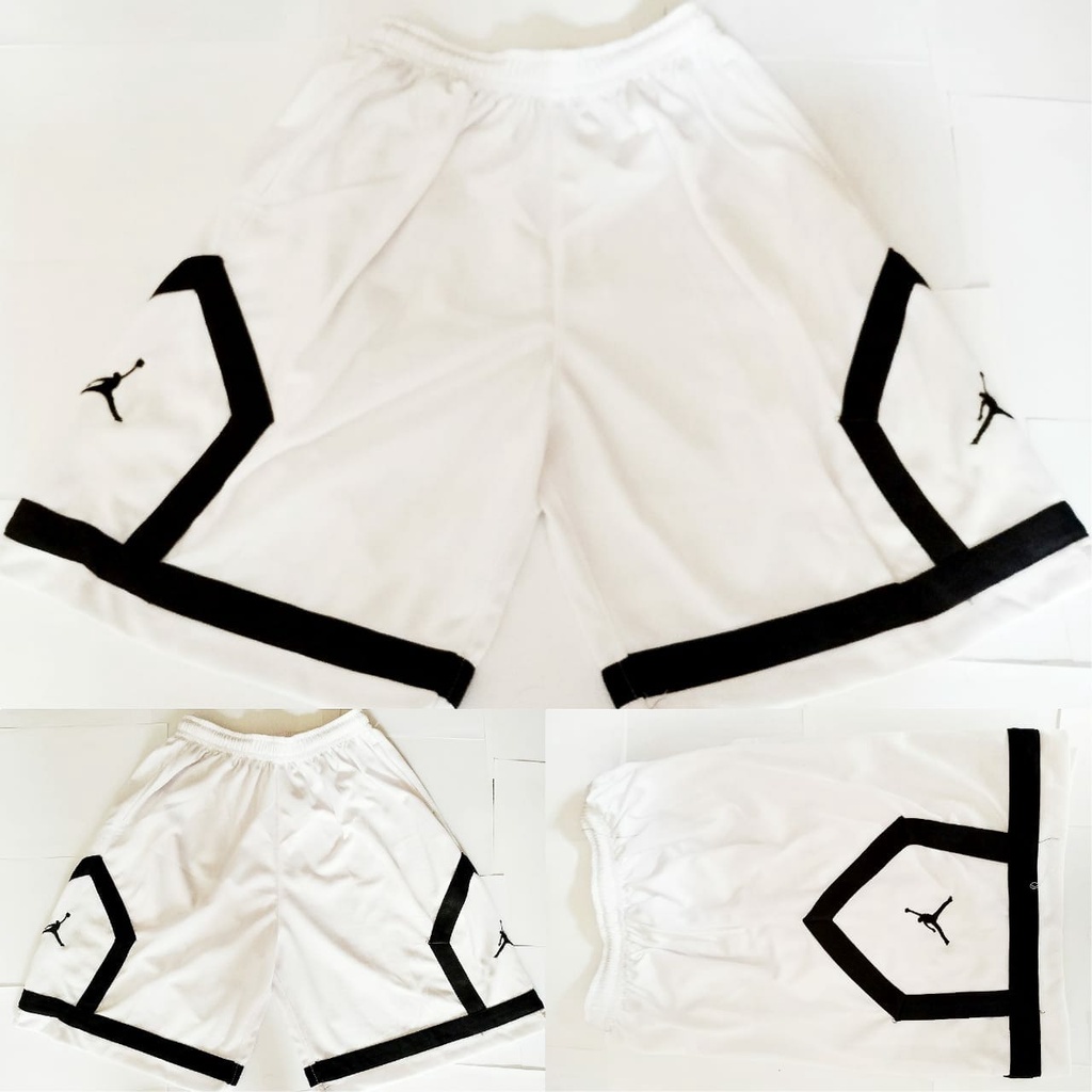 Celana Basket Air Jordan Putih Lis Hitam-CELANA AJ PUTIH