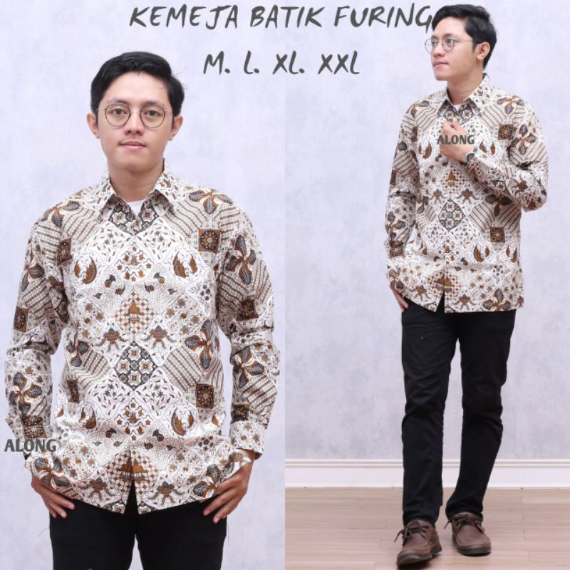 KEMEJA BATIK HALUS BERFURING / KEMEJA BATIK KANTOR LENGAN PANJANG EKSKLUSIF