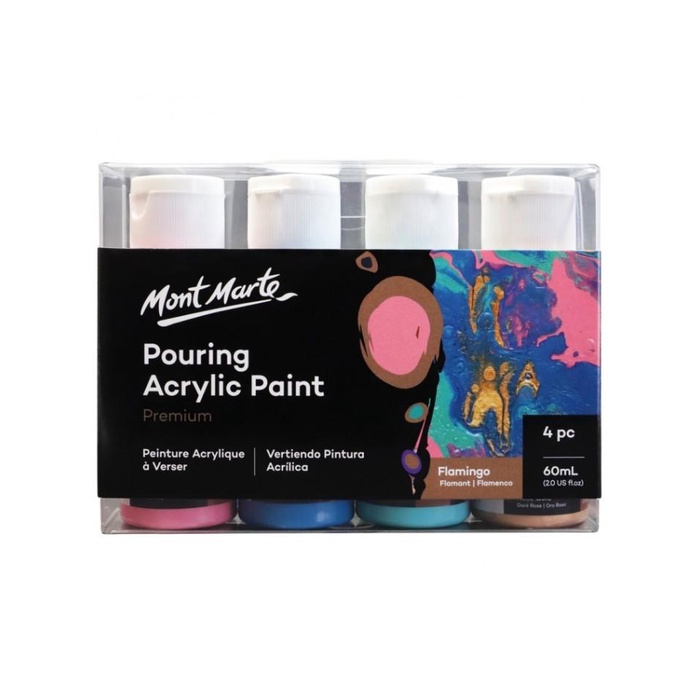 

READY STOK! MONT MARTE POURING ACRYLIC PAINT 60ML 4PC SET - FLAMINGO ALAT LUKIS TERMURAH PALING LENGKAP AL5