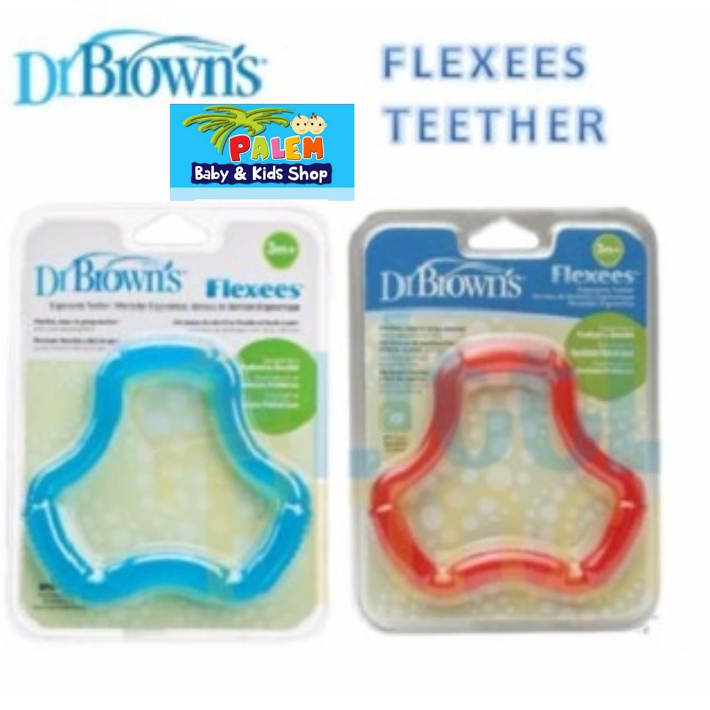 Dr Brown's Flexees Teether Mainan Gigitan Bayi Blue Red te100