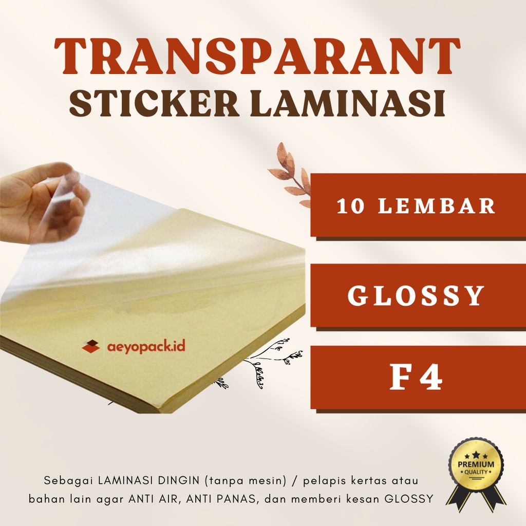 

Sticker Transparan F4 isi 10 lembar / Kertas Sticker Transparant Laminasi